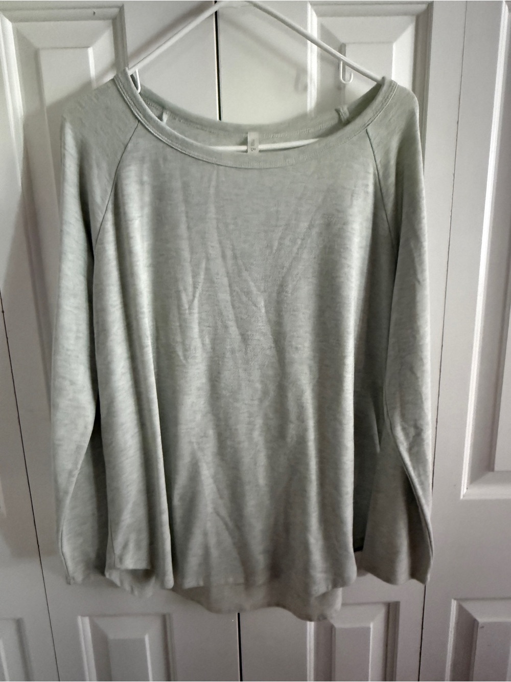 Women's Light Gray Long Sleeve Boatneck Top